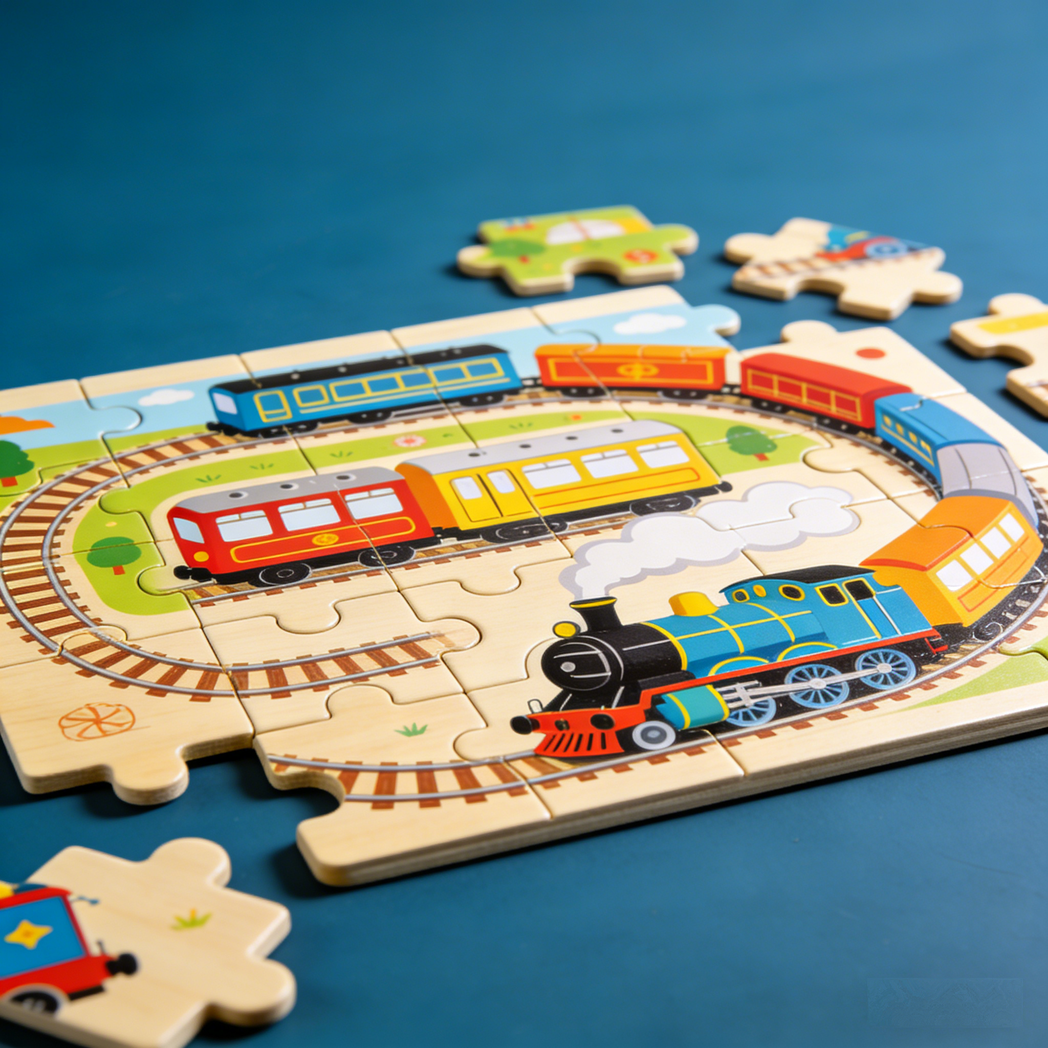 Railtime Adventures Wooden Train Puzzle: The Circular Railway Jigsaw