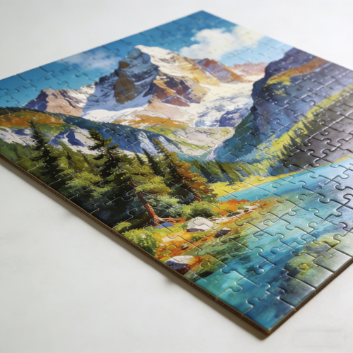 Alpine Serenity Mountain Lake Puzzle: The Nature Landscape Jigsaw