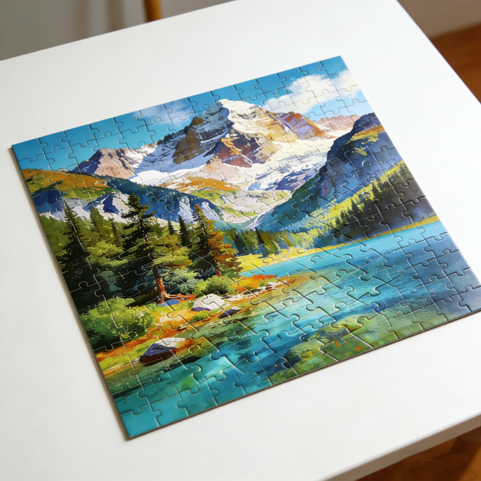 Alpine Serenity Mountain Lake Puzzle: The Nature Landscape Jigsaw